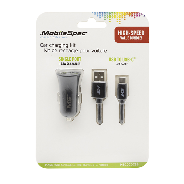 Mobilespec Car Charging Kit  Black MB20CDCSB